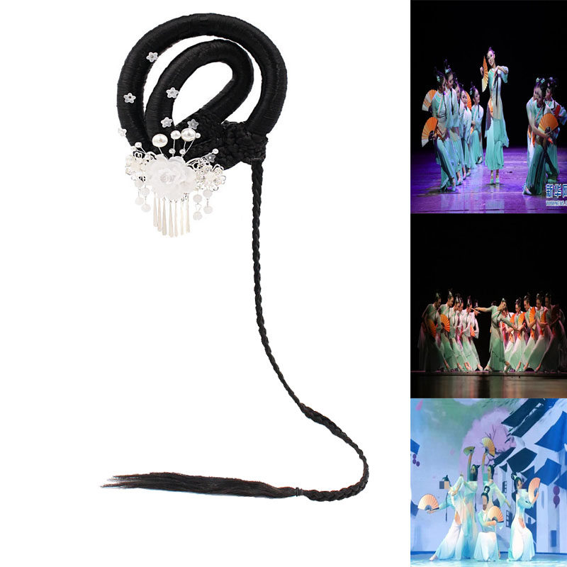 古典舞蹈头饰群舞春风假发扇子艺考演出演出服发饰