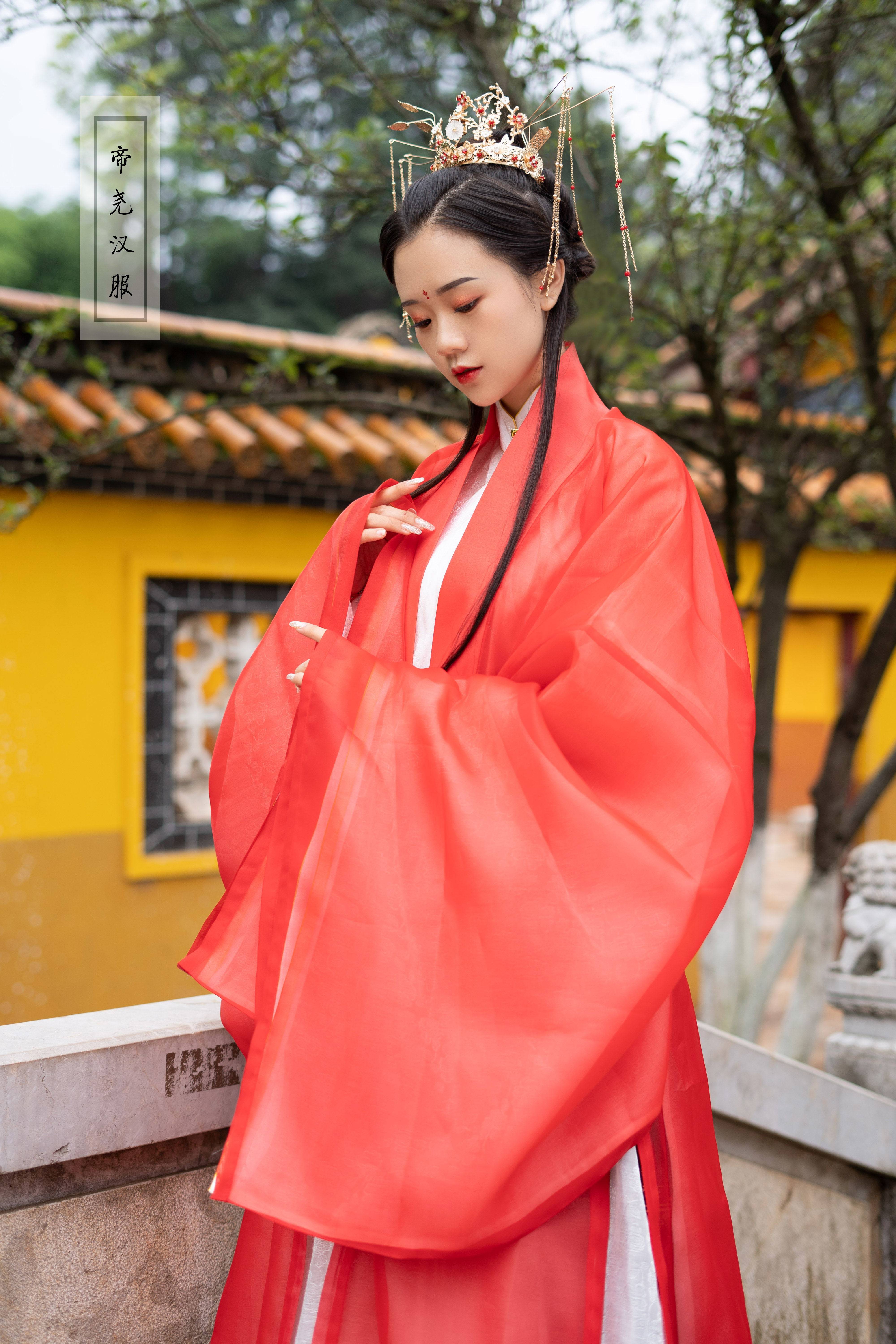 汉服帝尧对襟披风传统薄款女款汉服定制