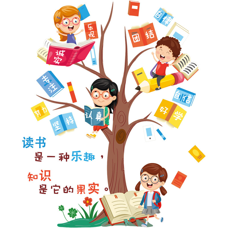 图书馆励志贴纸学生阅读区激励标语贴画阅览室墙面墙贴