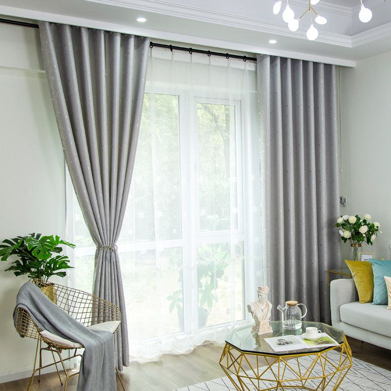 窗帘遮光简约现代客厅卧室棉麻遮阳隔热落地定制窗帘