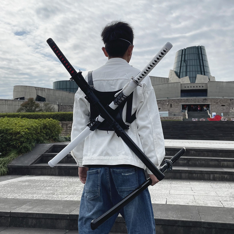 武士道道挂腰带皮套布袋双刀肩带可背死侍cos腰带