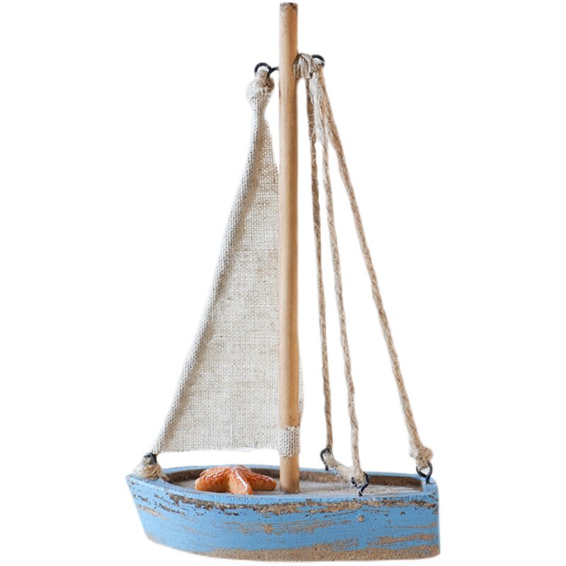 帆船模型摆件木质小帆船一帆风顺海洋主题装饰家居装饰工艺船