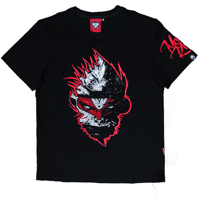 monkeyking夏季潮牌猴头图案情侣休闲百搭男装运动t恤