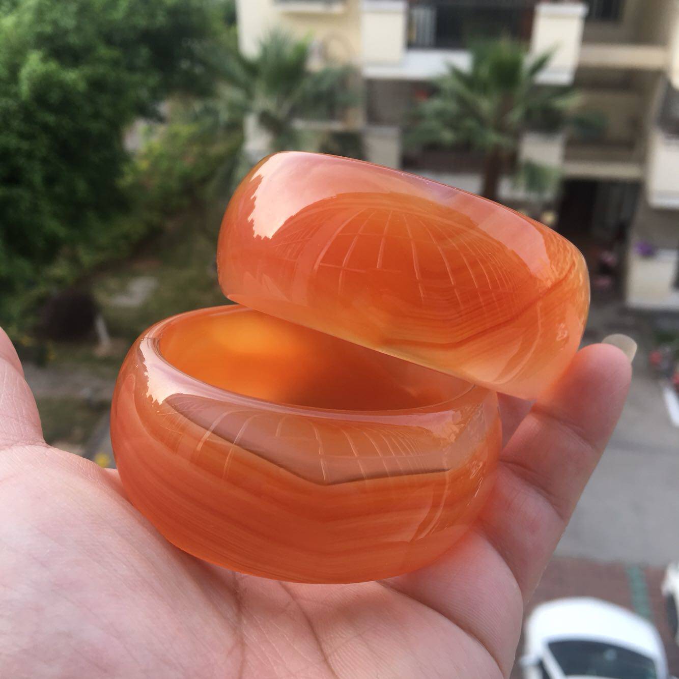 手镯时尚原石丝玉版缠明星超宽玛瑙橘色纯天然手镯