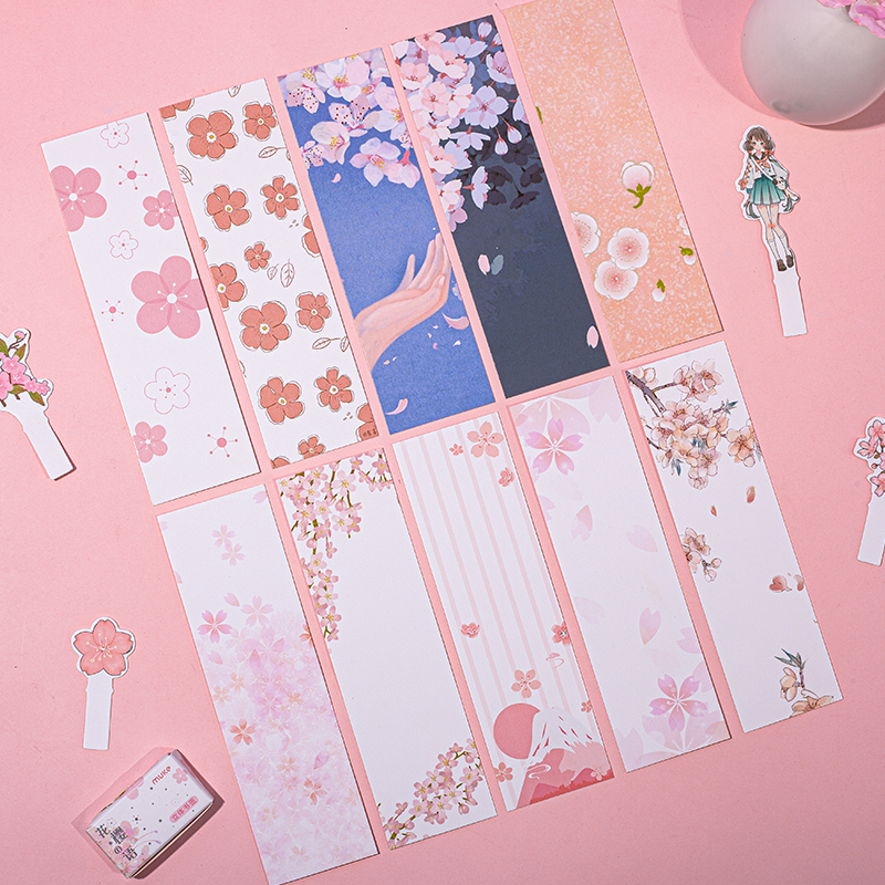 古风书签中国国风古典樱花精美诗词手绘空白书签