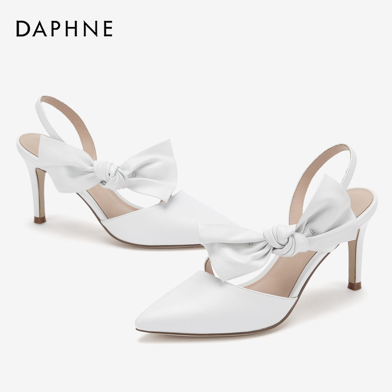 daphne/达芙妮2019春新款创意时尚细带后空结饰性感细高跟鞋女_有20元
