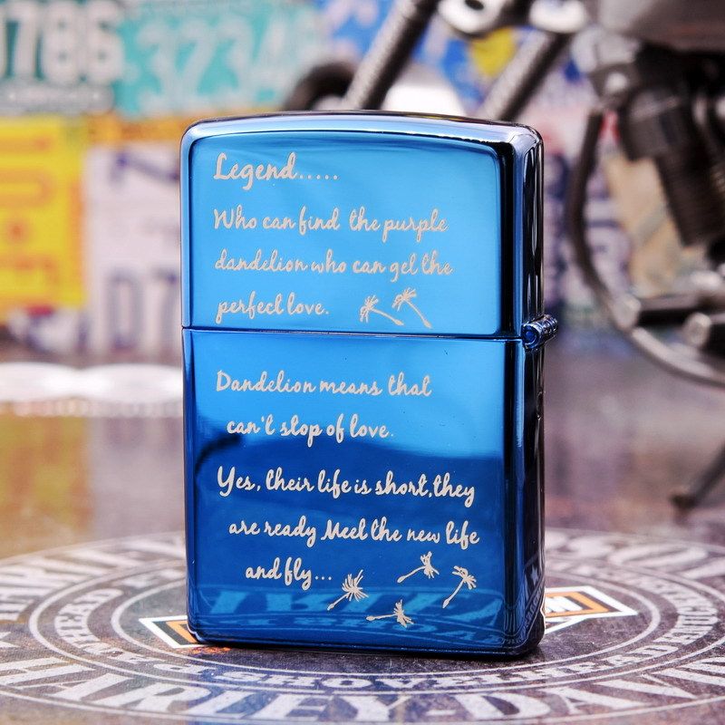 美国原装正品zippo芝宝打火机20446蓝冰三面雕刻zippo