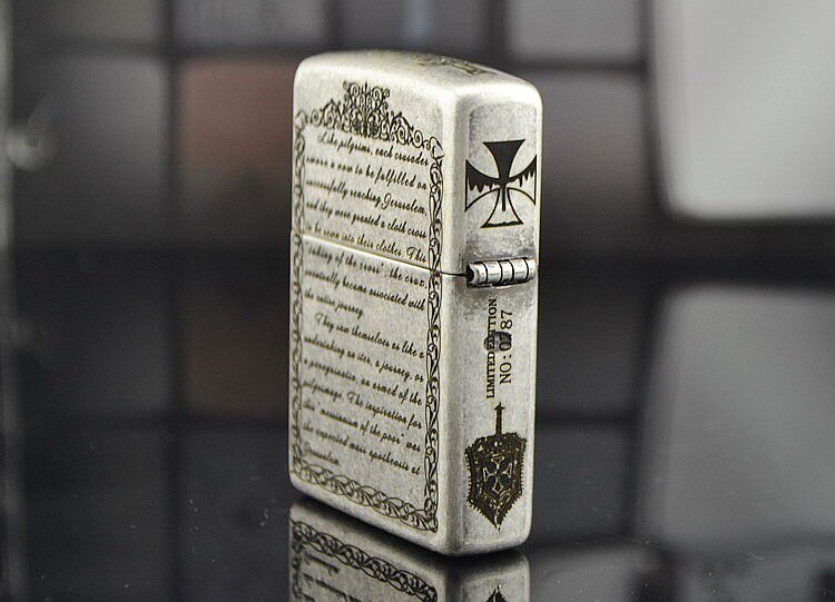 原装正品zippo芝宝打火机121fb古银五面精雕十字军zippo
