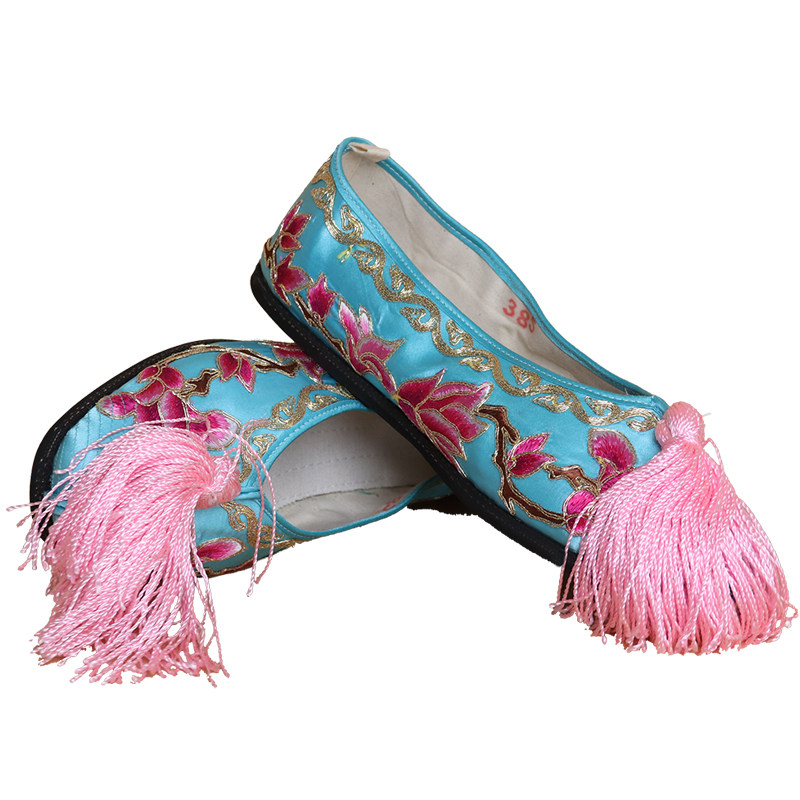 中原戏装轮胎底彩京剧戏曲戏剧平底彩鞋古装花旦民族服装