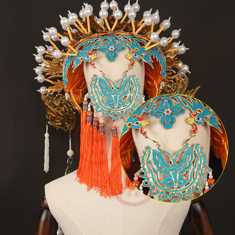 老旦戏曲中原戏装戏剧头饰凤冠太君帽子舞台剧演出民族服装