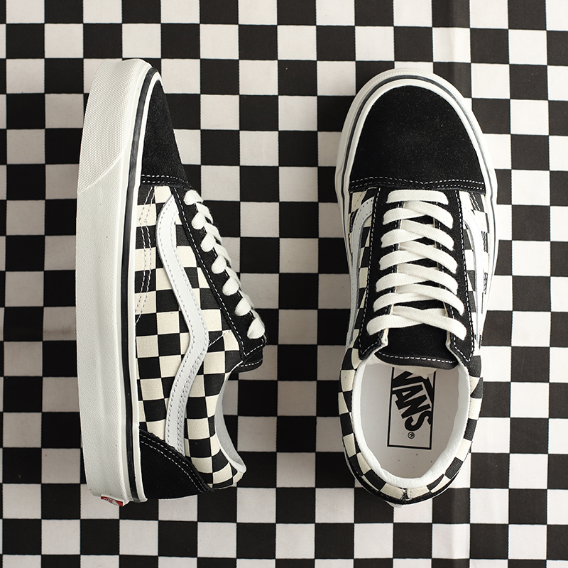 vansoldskool低帮安纳海姆黑白黑白棋棋盘格男女板鞋