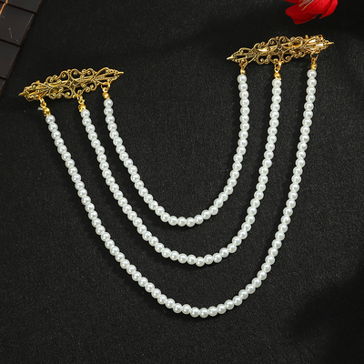 汉服头饰古风珍珠发排发簪排插排簪后压发钗明制百搭围髻妆花发钿