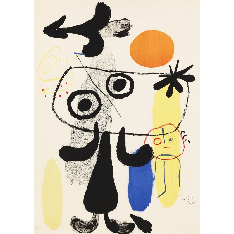 胡安米罗油画超现实主义抽象名画海报相框框墙客厅现代装饰画