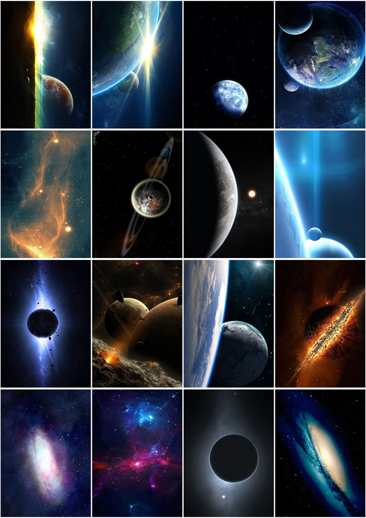 迷人的太空 星系 星球 海报 装饰画 墙画挂画 实木相框画框有框画