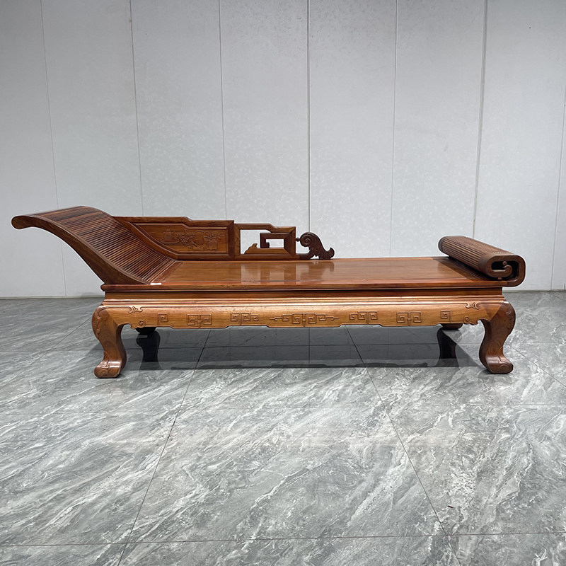 贵妃缅甸花梨红木家具缅花中式红木实木美人休闲椅沙发床