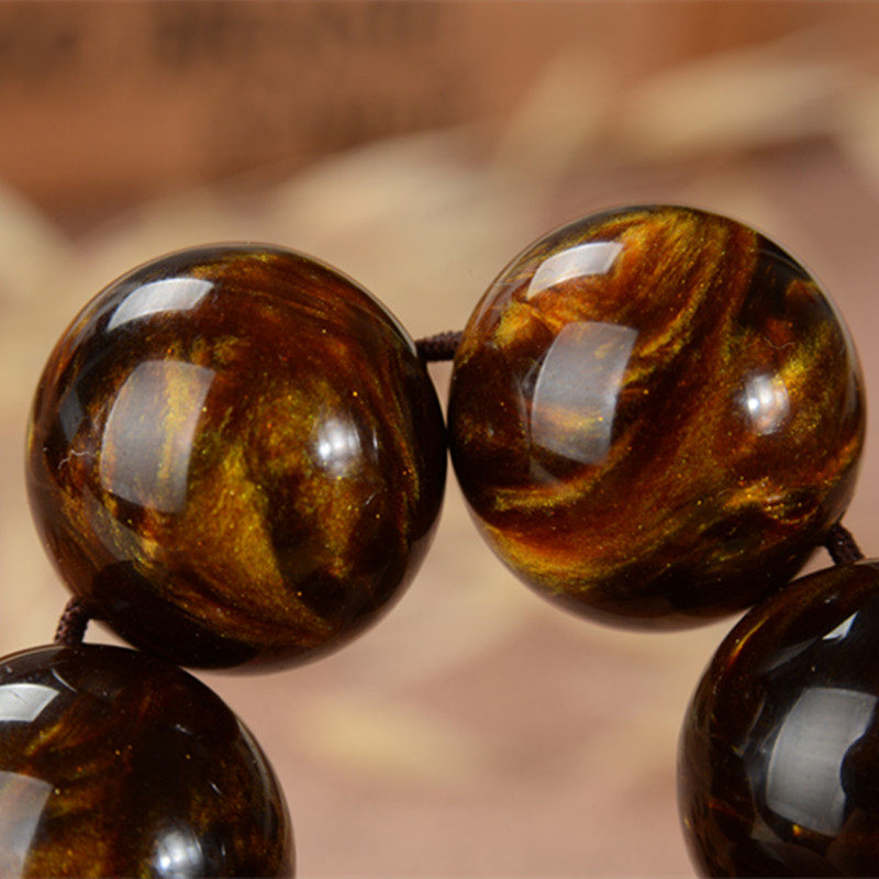 贵族中东复古黑花蜜蜡手1220m波兰金沙琥珀老蜜手饰