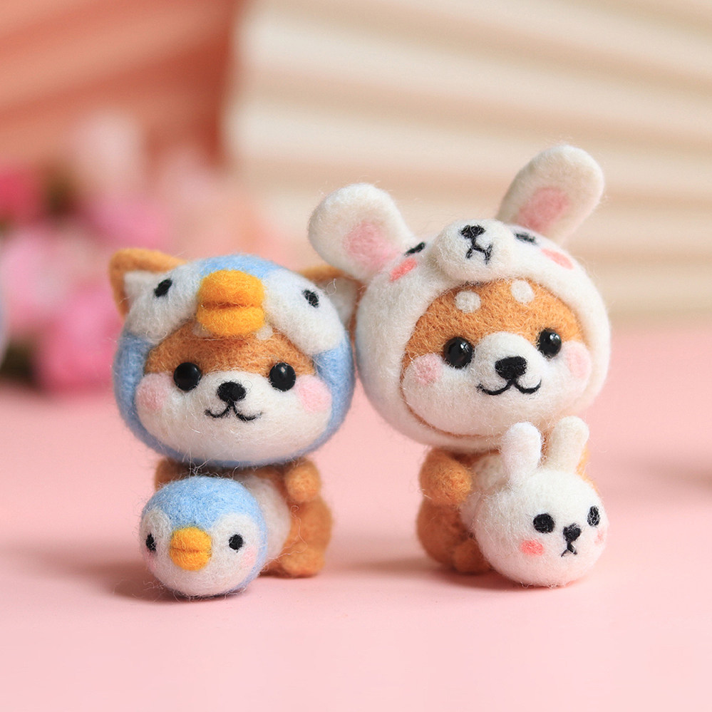 小山丘羊毛毡手工柴犬狗公仔