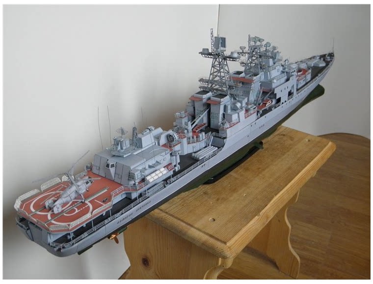 777纸模型哈林俄罗斯无畏级导弹驱逐舰列夫琴科上将号反潜舰