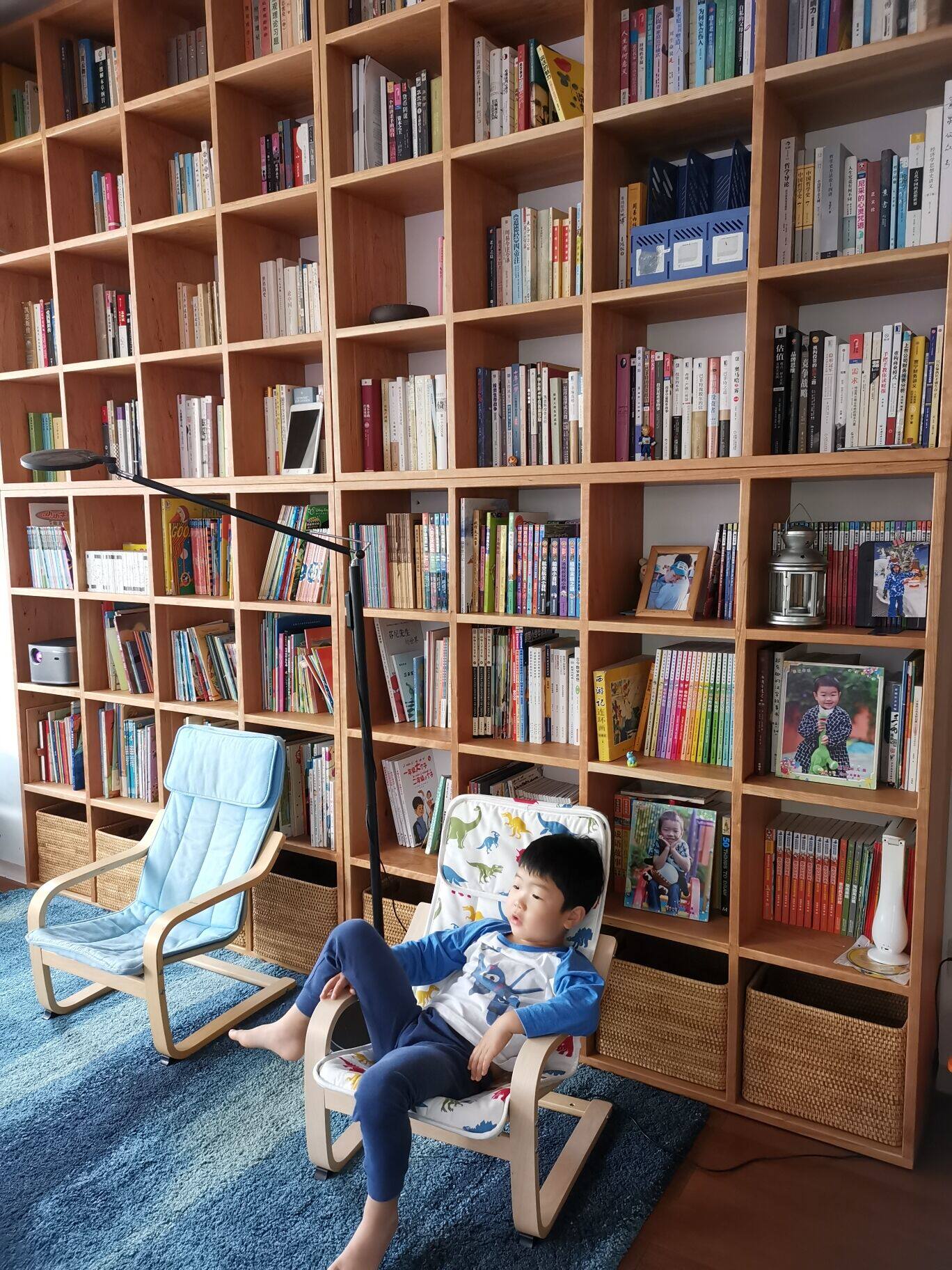 简弋实木书架定制书柜儿童环保整墙定做格子组合书柜