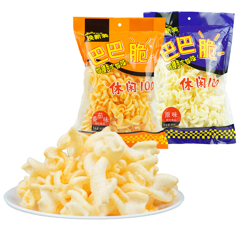 巴巴膨化食品休闲80g螺旋薯片8090记忆零食礼包膨化食品