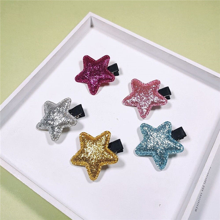 日韩原宿可爱闪粉五角星儿童胸针别针发夹徽章发饰