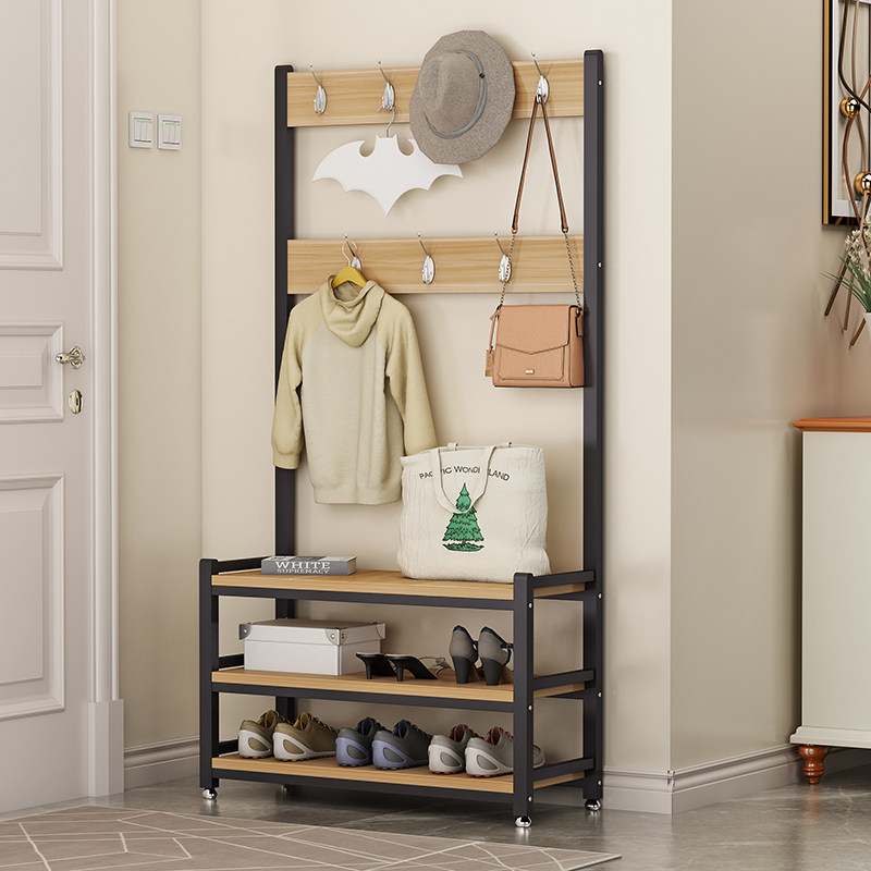 衣架简易衣帽架鞋架一体组合家用客厅多功能落地衣帽架