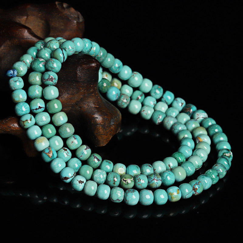 收藏级高瓷绿松石多圈手串女男款老型珠松石手链佛珠仅10件