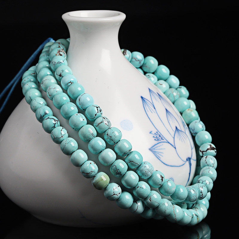 收藏级高瓷绿松石多圈手串女男款老型珠松石手链佛珠仅10件