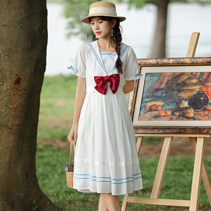 甜美jk制服连衣裙少女初中中高中学生夏装新款连衣裙