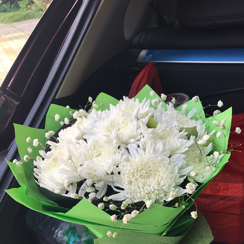 清明节菊花花束扫墓冬至祭奠白事追悼鲜花速递同城鲜花速递同城