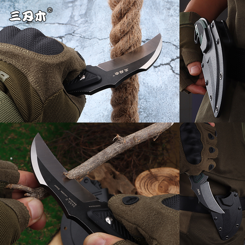 三刃木户外刀具爪刀防身随身战术爪子刀高硬度其他户外刀具
