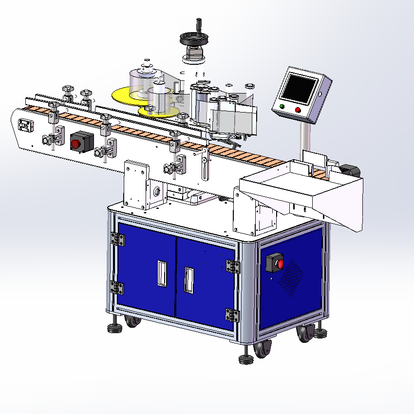 t21100圆柱柱式瓶式自动贴标机立式高速侧面贴标签机服务机器人