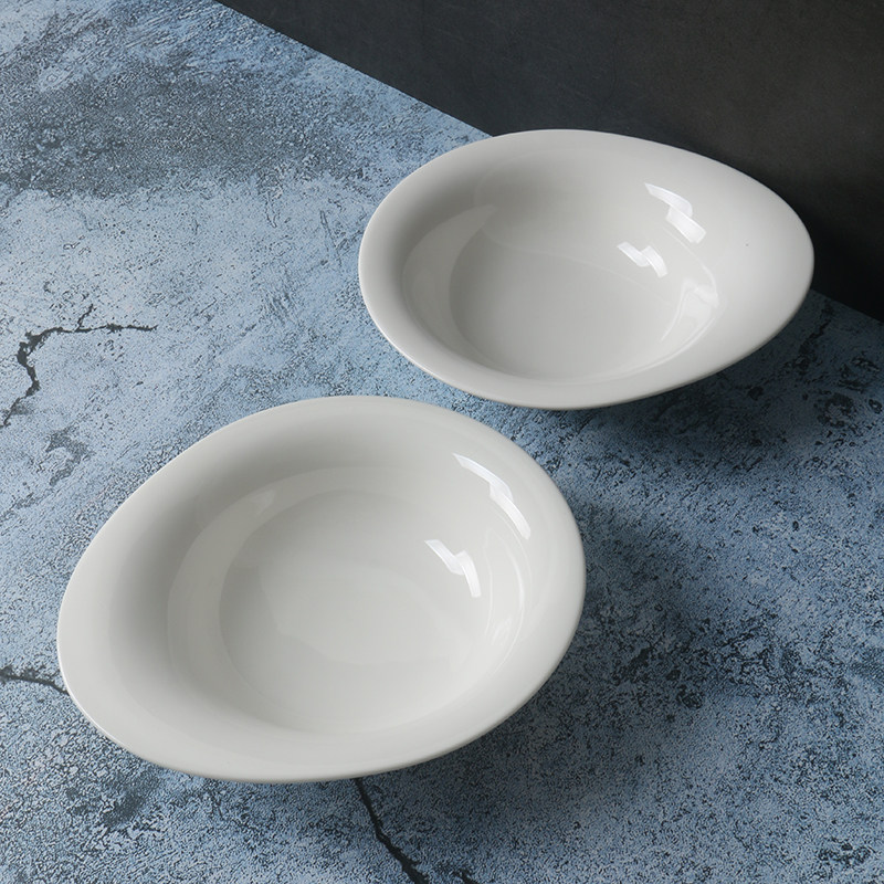 意大利原单外贸出口蛋形白色陶瓷家用沙拉宝宝米饭碗