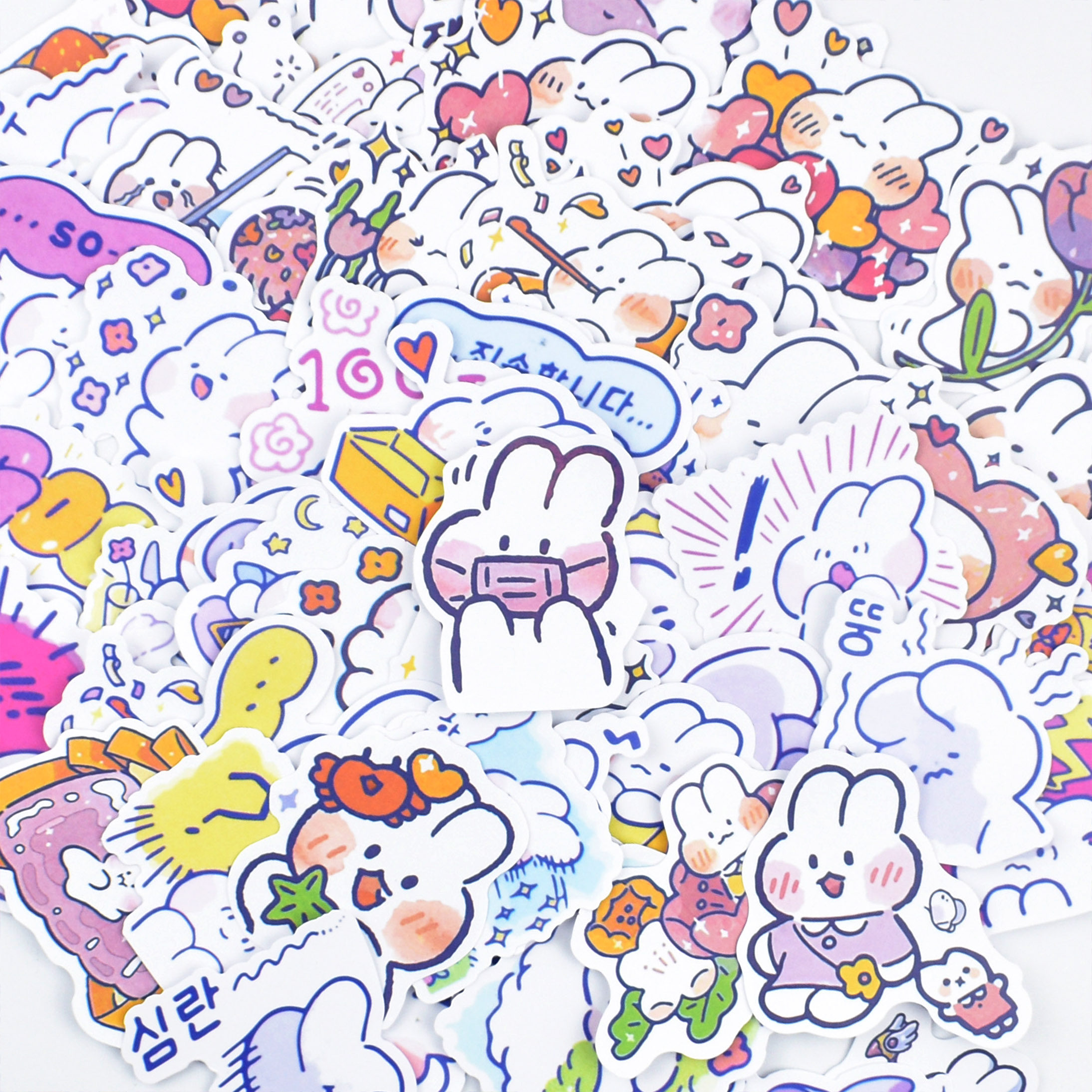 韩国兔子diy机壳手机装饰手账ins软萌包兔子贴纸