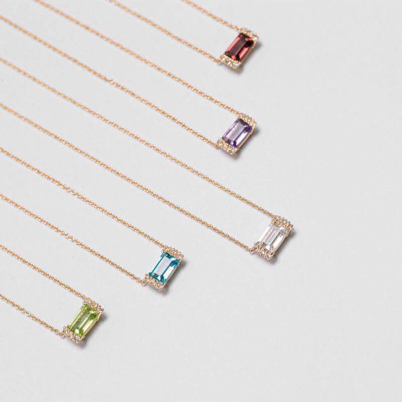 bluenile霓虹系列18k金彩色彩色宝石项链吊坠颈饰
