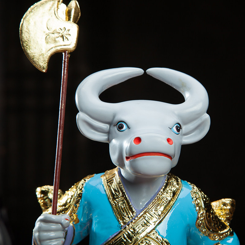 牛头马面神像地府人物军马将军家用彩绘道教树脂摆件