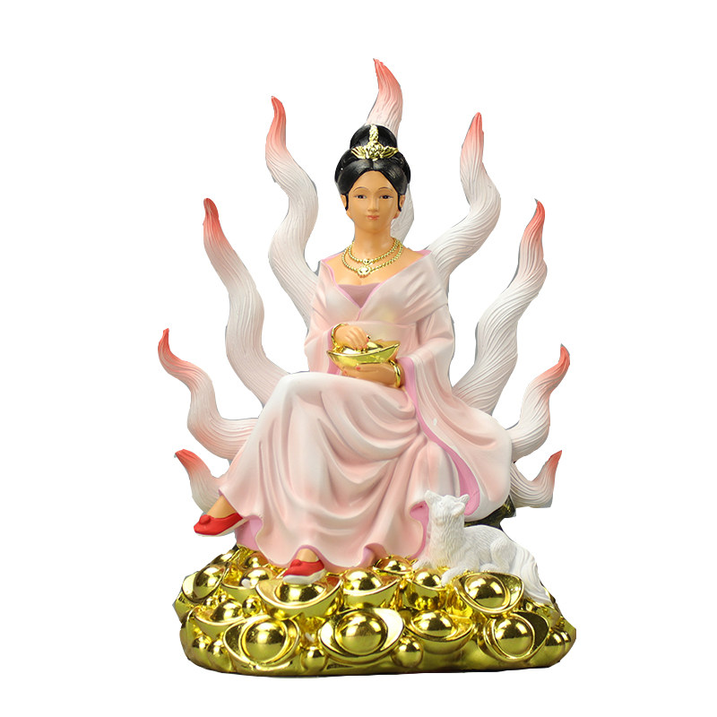 狐仙神像九尾狐仙娘娘供奉神像寺庙开光招桃花求姻缘招财道家摆件