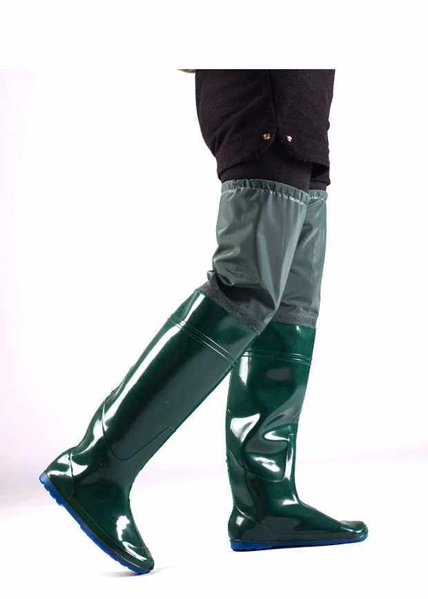 过膝牛筋插秧农田水靴钓鱼雨靴松紧男女软底雨鞋