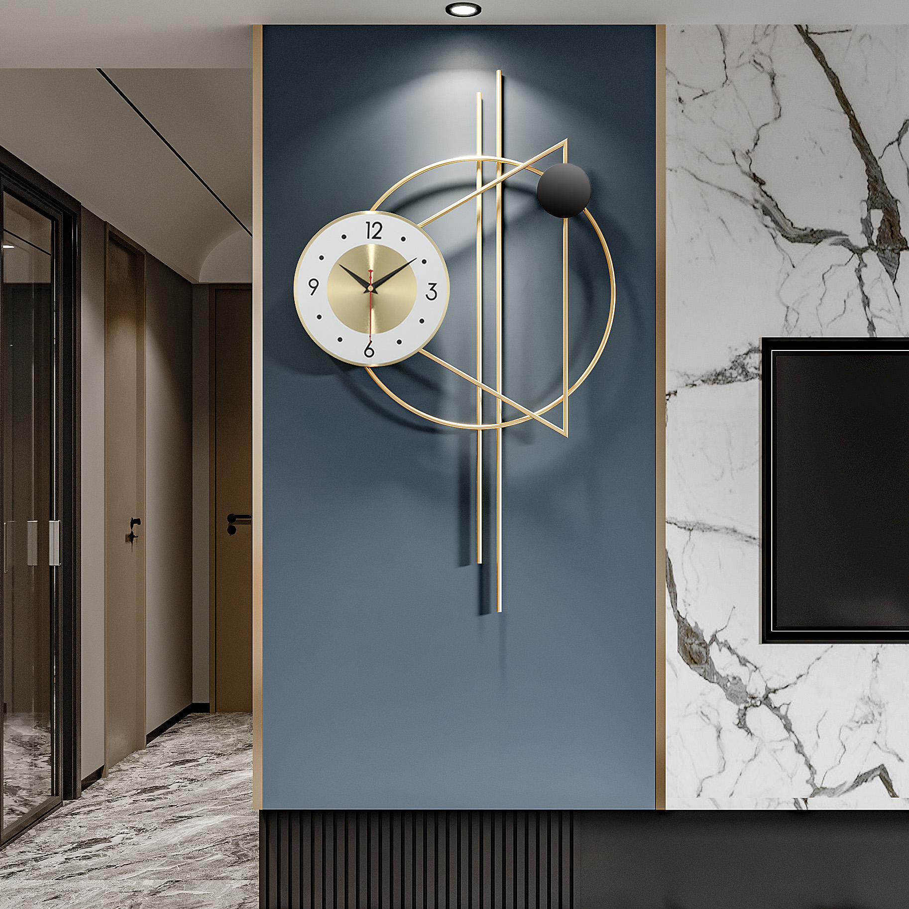 北欧现代简约艺术挂钟背景墙客厅家用时钟金属钟表挂钟