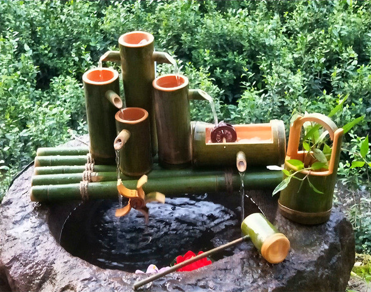 流水鱼缸竹子过滤器竹筒竹制景观装饰摆件