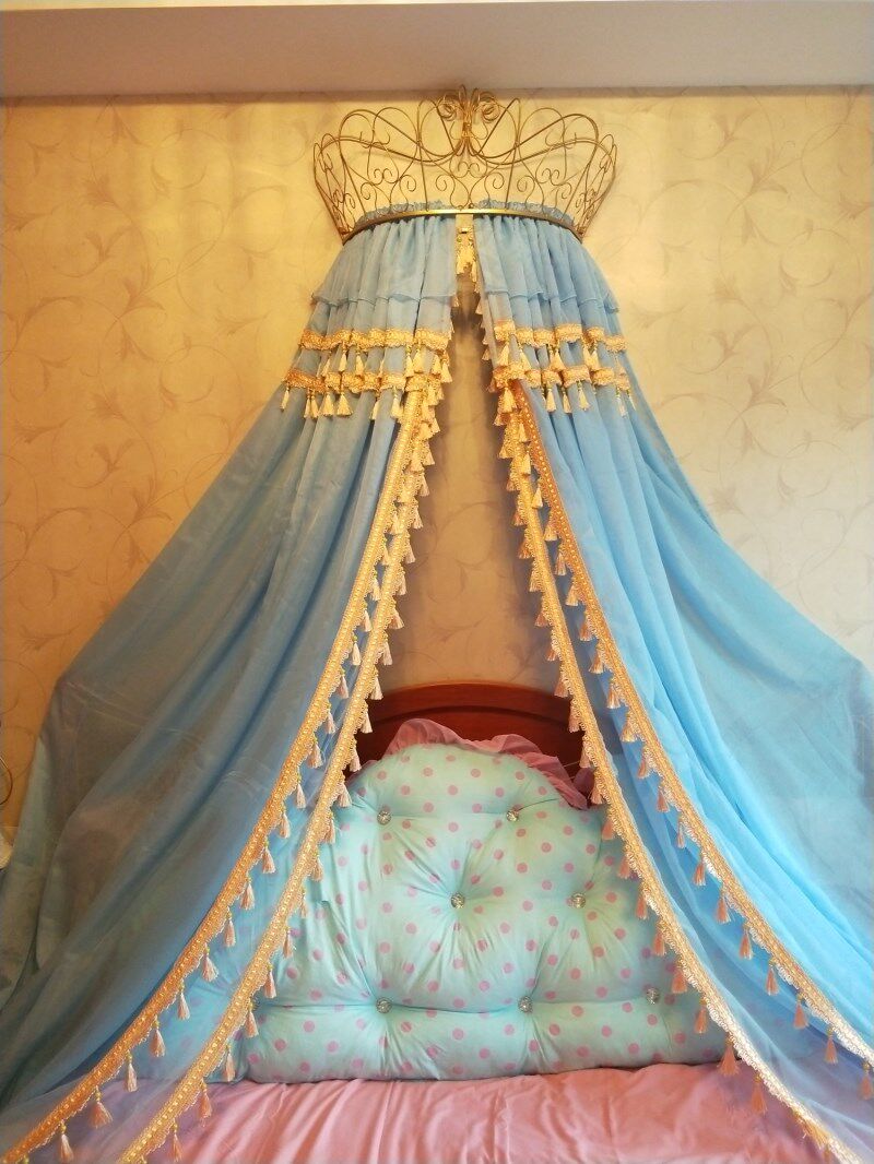 新品公主皇冠纱帘装饰宫廷奢华床幔床头帷幔床幔