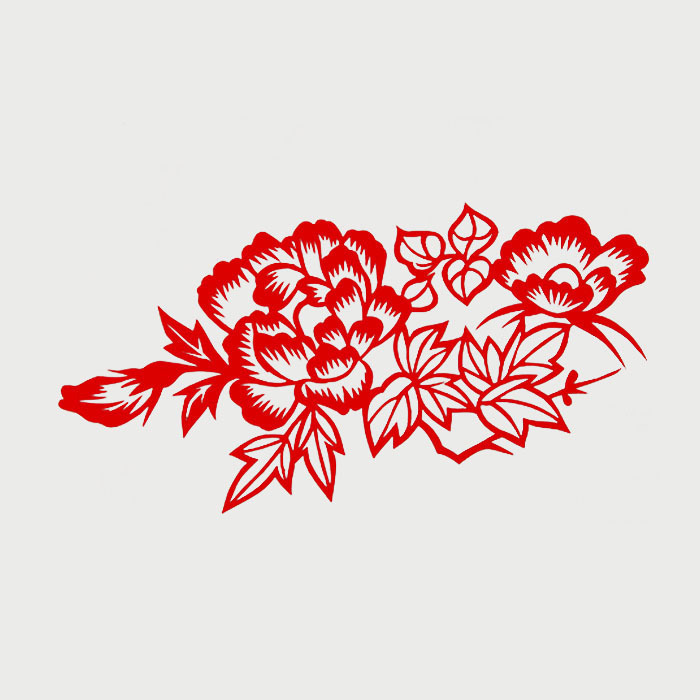 百色传统手工窗花剪纸花朵植物风景花卉作品喜字