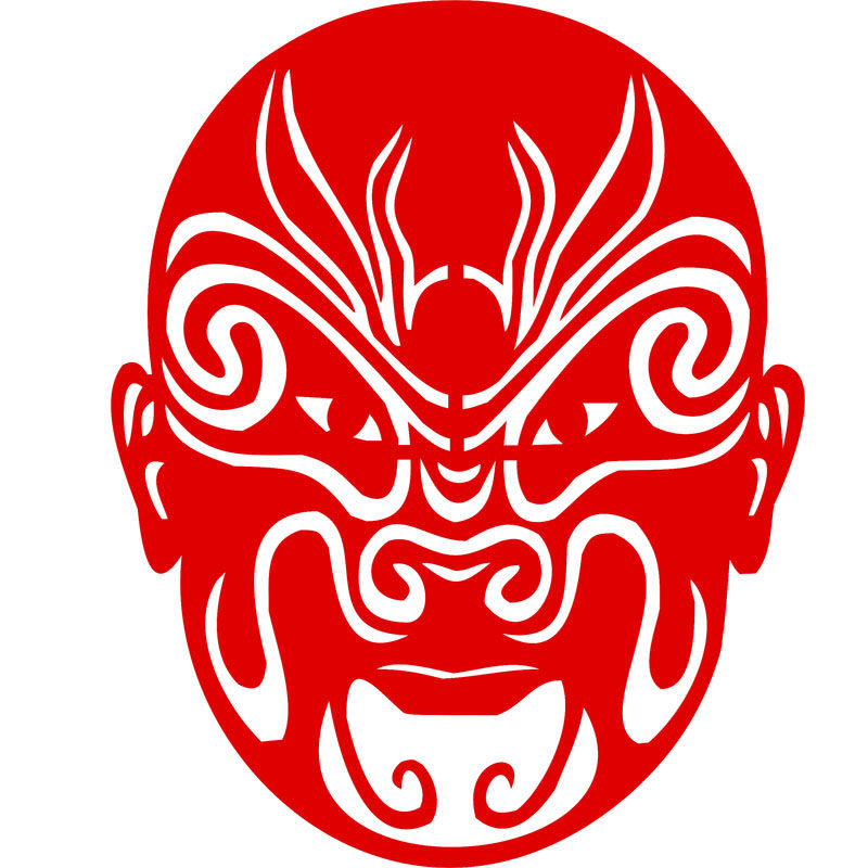 传统剪纸窗花京剧脸谱特色手工艺术作品玻璃玻璃纸纸质剪纸