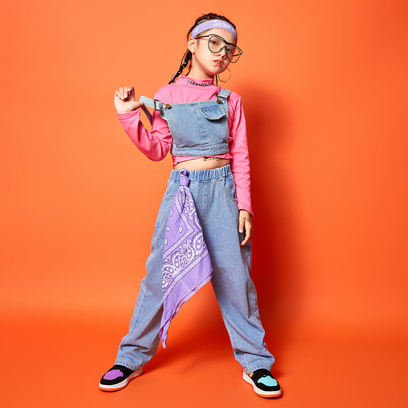 儿童爵士舞服装少儿jazz韩版露长袖hiphop儿童演出服