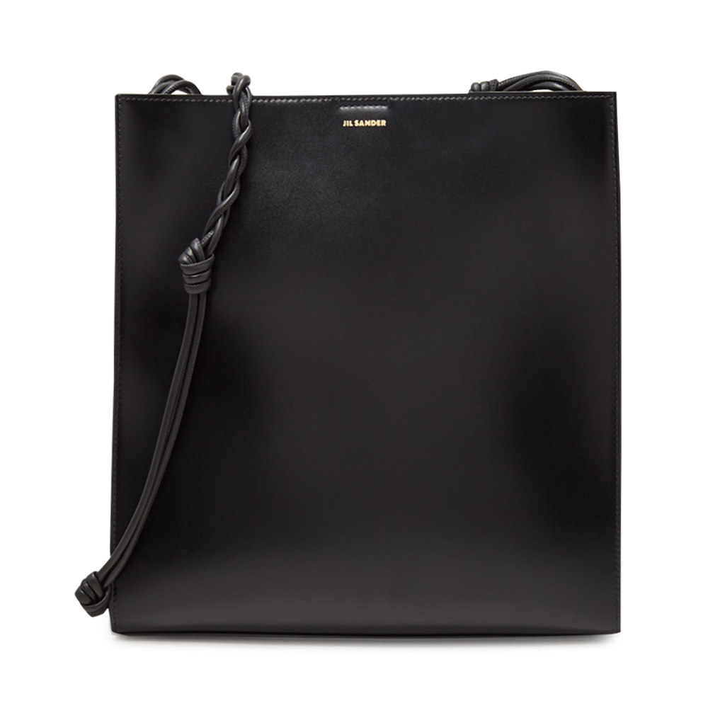 jilsander黑色牛皮经典撞色logo大容量女士单肩通用款女包