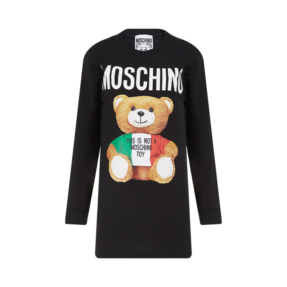 自营moschino经典多色纯棉小熊女士套头卫衣中长卫衣