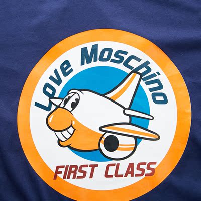 love moschino/莫斯奇诺 多色全棉圆形logo飞机男士短袖t恤