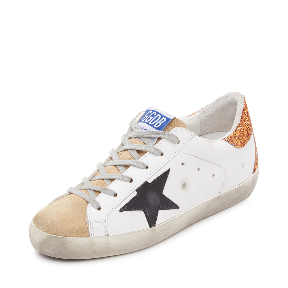 goldengoose白色金色牛皮皮革经典星星图案豹纹款女士单鞋