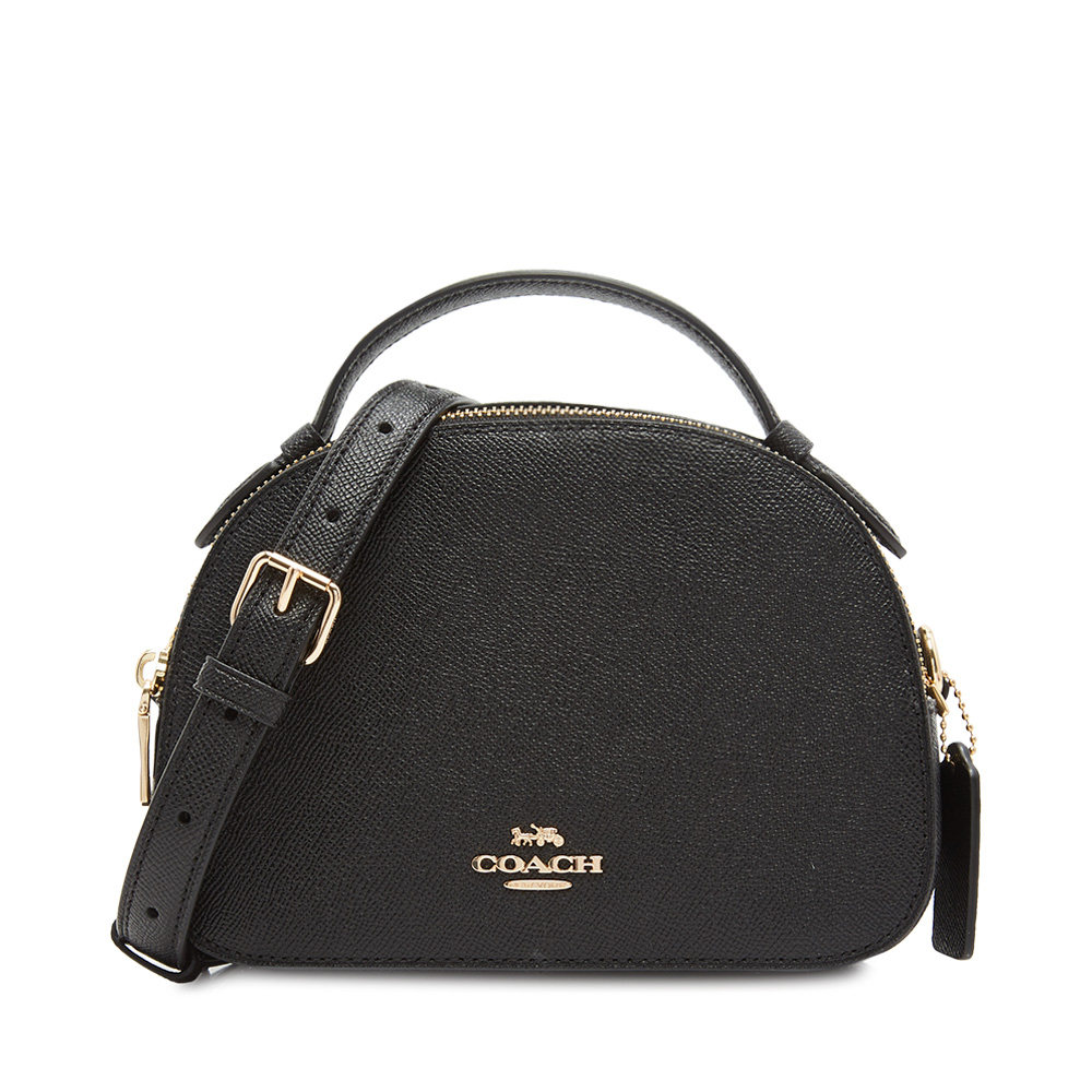 coach蔻驰米色黑色牛皮皮革经典金属logo女式通用款女包