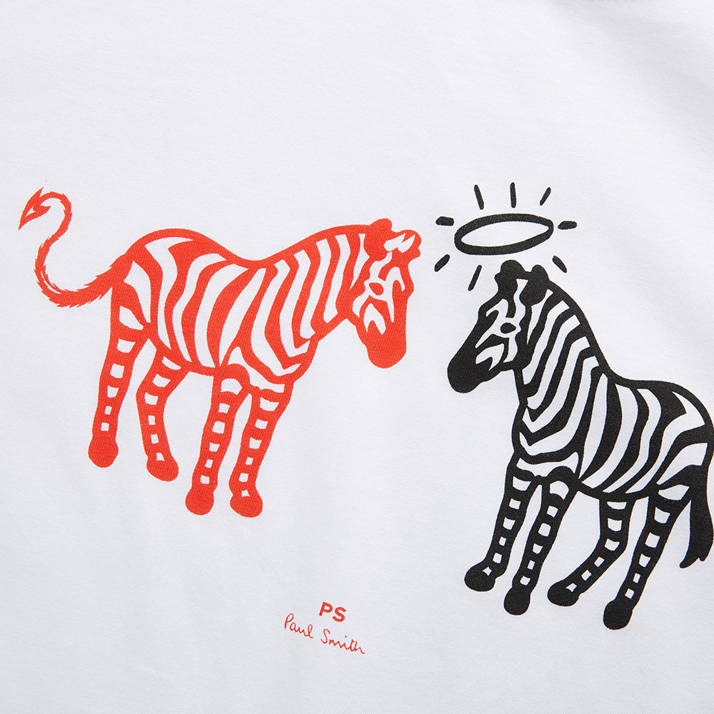 psbypaulsmithfw20白色斑马图案印花时尚潮流男士t恤